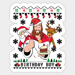 Birthday Boy Ugly Christmas Sweater Sticker